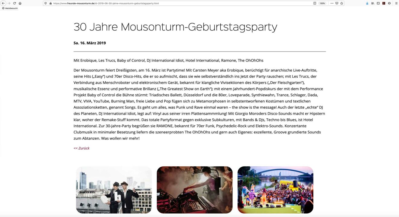 30 Jahre Mousonturm – die Geburtstagsparty