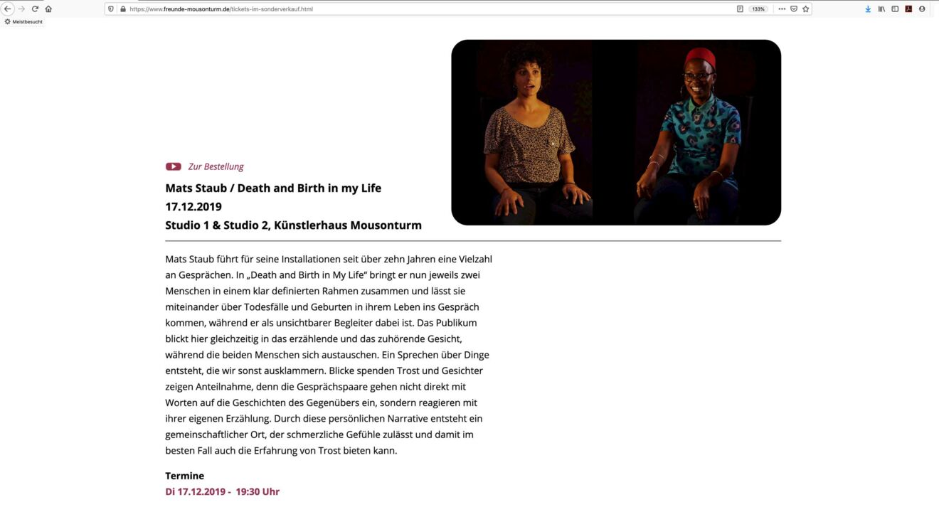 Mats Staub – death and birth in my life