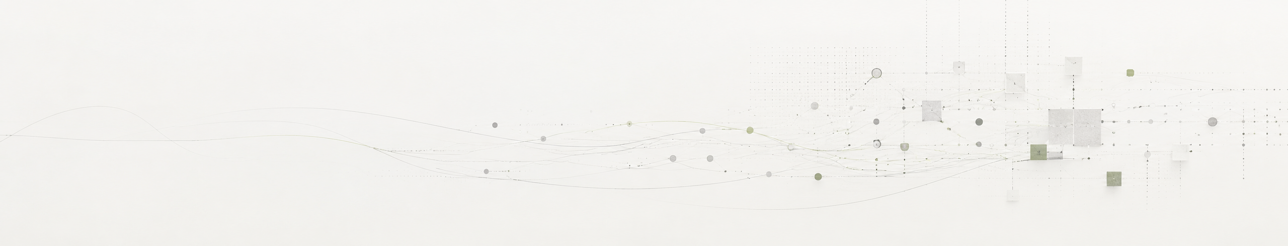 Abstraktes Bild zu KI, Markenstrategie und digitaler Kommunikation. Die Visualisierung zeigt Datenflüsse, Vernetzung und Struktur als Sinnbild für KI-Sichtbarkeit und klare Markenführung.