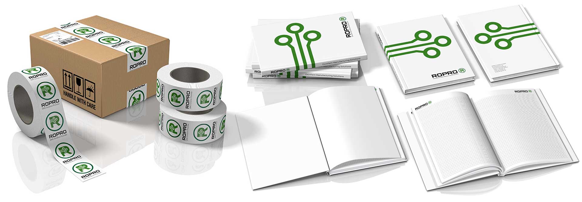 ROPRO CI-Beispiele Firmenmaterialien